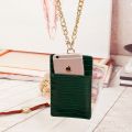 【beauty code】Mobile Phone Card Holder Embossed Leather Python Pouch With Lanyardr Phone Bag Ladies wallet. 