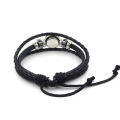 [ New ] Naruto Sharingan Leather Bracelet Male and Female Students Anime Peripheral Retro Punk Woven Hand Strap Hand Jewelry. 
