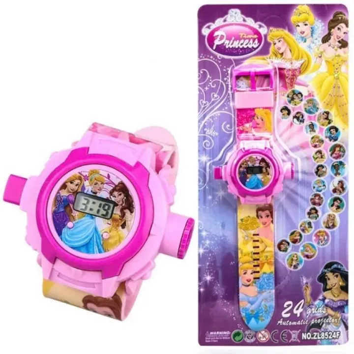 Princess Digital 24 Images Automatic Projector Toy Watch for Kids School Girls Disney Barbie Digital Wrist Watch Daraz.pk