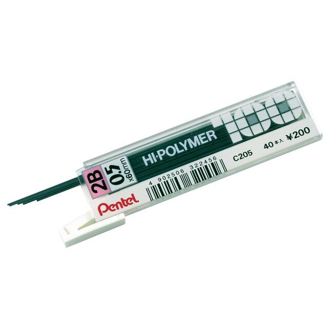 Pentel%20Mechanical%20Pencil%20leads%20Refill%202B%200.5mm%20C205%20Hi-Polymer%20100%20-%20Image%203