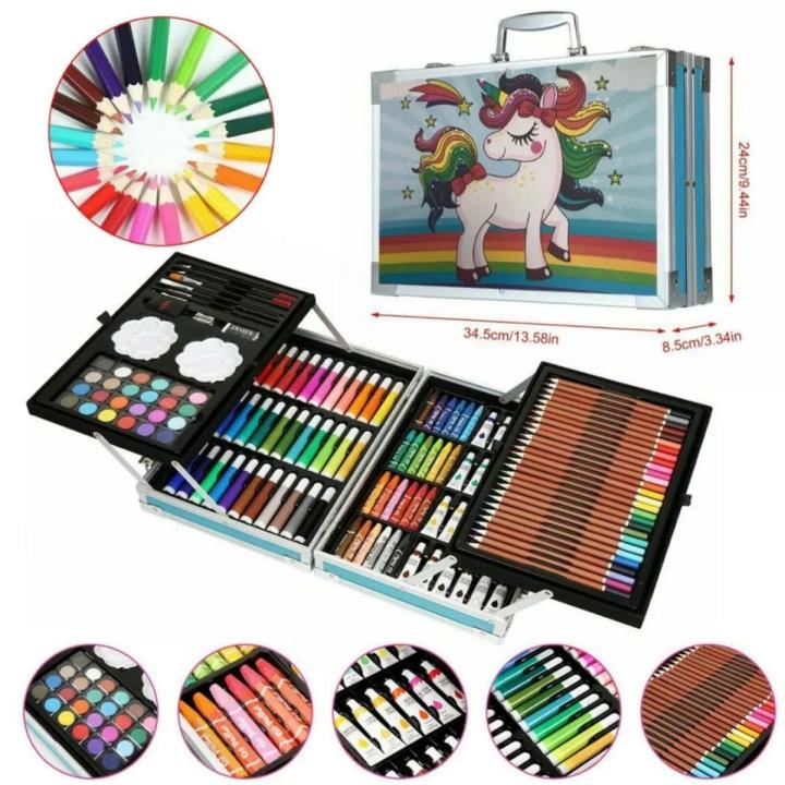 Unicorn 145 Pcs Kids Art Set Stylish Artists Sketching & Painting Provides Sketch Coloring, Drawing, Painting with Aluminum Unicorn Design Case