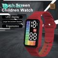 Automatic Time Code Table Watch Children Watch Led Digital Chinese English Day Display Touch Screen Clear Dial Adjustable Strap Kids Wristband. 