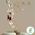 Golden Acrylic Mirror Butterflies, 3D  Diy Golden Pack of 18 Pieces of Butterflies Wall Art Self Adhesive Wall Decor(W-01) – Hajvery Decor. 