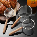 1Pc 304 Stainless Steel Mesh Filter Spoon With Wooden Handle Flour Filter Spoon Household Kitchen Fried Food Filter Colanders. 