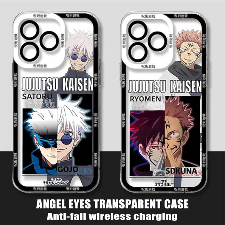 Phone Case For OPPO Reno 11 11F 2F 2Z 5 6 5Z 6Z 7Z 8Z 8 8T 10 Pro Plus Realme 8i A95 F21 PRO Back Cover Jujutsu Kaisen Gojo Satoru Itadori Yuji Ryomen Sukuna Trend Brand Japan Anime Clear Transparent Cartoon TPU Shockproof Casing