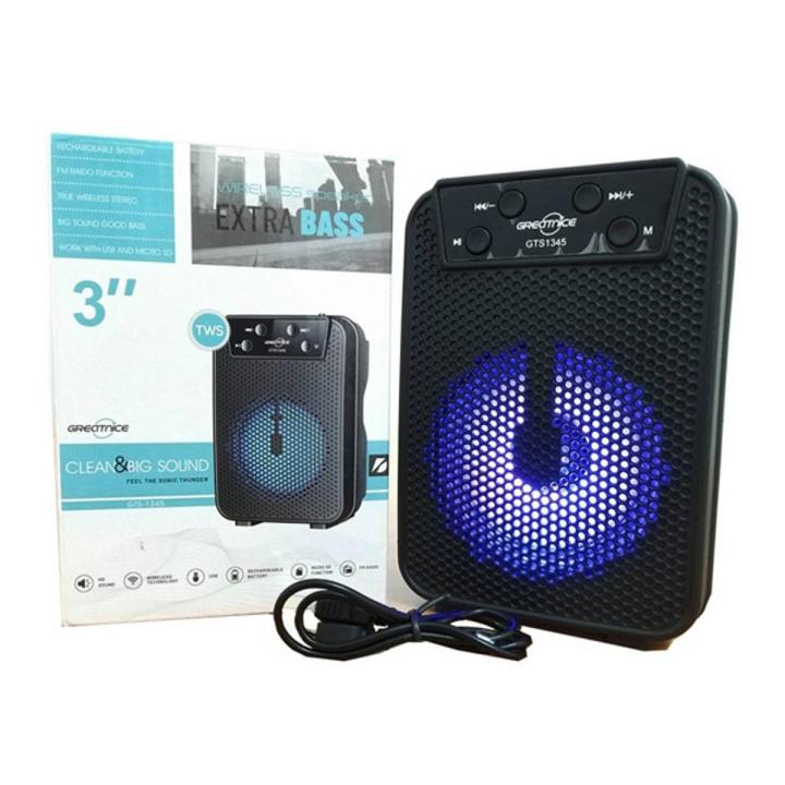 NETTECH GTS 1345 Portable Rechargeable Wireless Bluetooth Speaker With FM Radio USB & SD Card Supported High Quality Sound & Extra Base