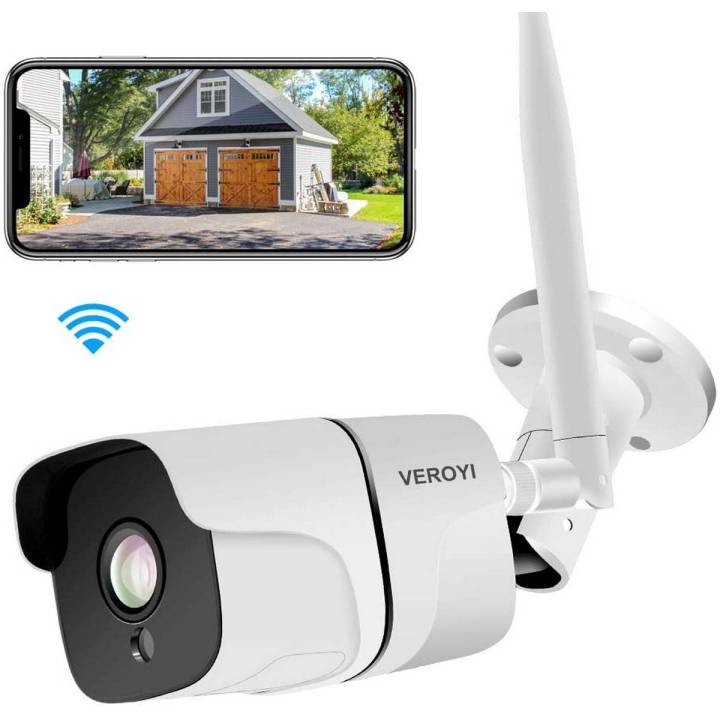 Veroyi Outdoor Security Camera 1080P Wi-Fi Home Surveillance Camera Waterproof Bullet Camera with IR Night Vision Motion Detection 2-Way Audio Remote Monitor(Update Version)
