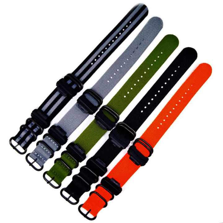 Cow Ring Buckle Nylon Strap for Casio G-shock GSHOCK GA100 GA400 DW5600 M5610 Adapter Rubber Connector 16mm Replace The Strap