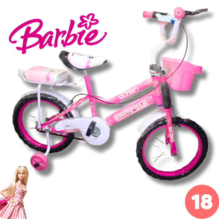 Mama Love Cycle for Kids 5 to 10 Years with Basket Backseat 18 inch Cycle for Girls with Double Chimta Double Brake Tubeless Tyres Bicycle for Girls with Training Wheel Daraz.pk