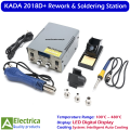 KADA 2018D+ 2-in-1 Hot Air Rework and Soldering Station with LED Display, Fast Heating, Temperature Control & Auto Cooling System by Electrica. 