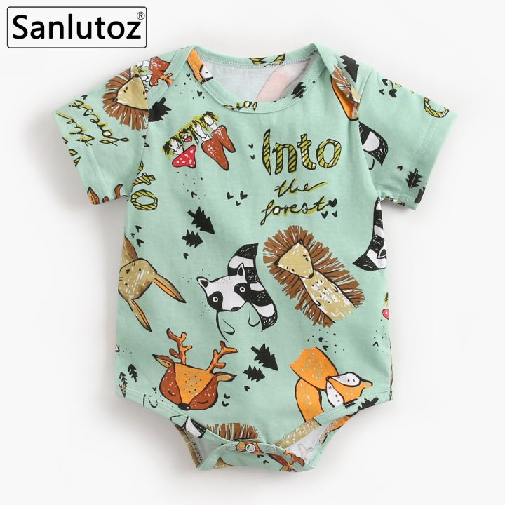 Cartoon Summer Baby Boys Bodysuits Cotton Short Sleeve Newborn Clothes Casual Infant Baby Pajamas
