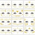 New Gold Face Temporary Tattoo Waterproof Blocked Freckles Makeup Stickers Eye Decal Wholesale. 