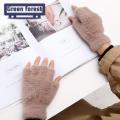 Green forest Winter Gloves Wear Resistant Women Winter Warm Half Finger Gloves Gift. 