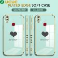 UCUC for VIVO Y11 2019 Back Cover + Free Lanyard Lover Heart Luxury 6D Plating Case Side Pattern Soft Silicone Square Phone Cases. 