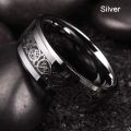 10 Colors 8mm Men's Stainless Steel Celtic Dragon Ring Inlay Red Green Black Carbon Fiber Ring Wedding Band Jewelry Size 6-13. 