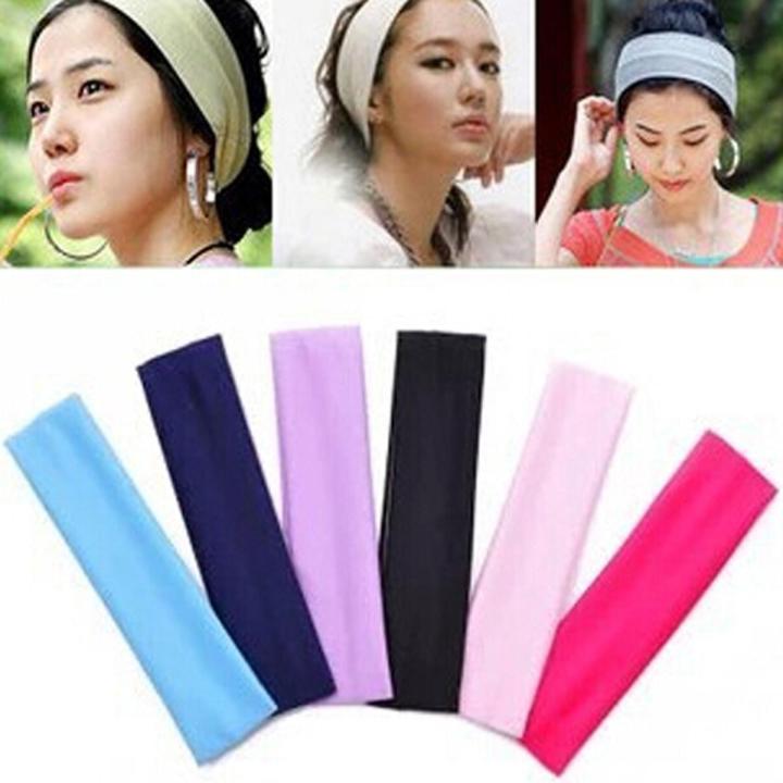 1PC Absorbing Sweat Headband Candy Color White Pink Blue Red Hairband Pure Cotton Simple Elastic Headbands Turban Headwear