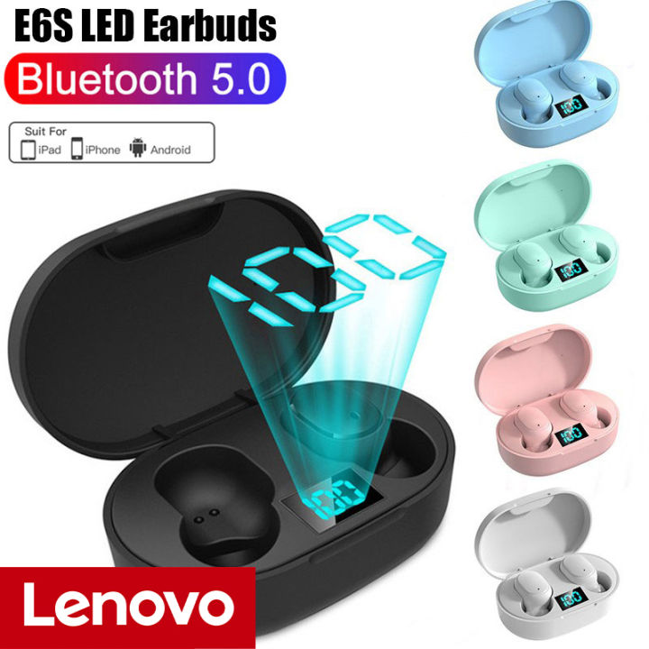 100% Quality+COD Lenovo E6S Earbuds Portable Bluetooth Earphones Wireless TWS Stereo Headset