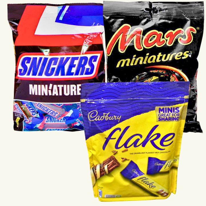 🍫 Cadbury Flake Mini Chocolate Pouch 159.5g+Mars Miniatures Chocolates ...
