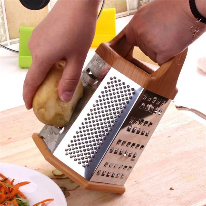 6 Sides Heavy Duty Stainless Steel Manual Grater Machine Kaddu kash Slice Cut Pizza Carrot Cheese