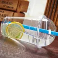 ( pack of 10 ) Disposable plastic Juice glass 480 ml with cap and straw stylish juice glass. 