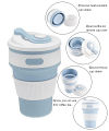 Techmanistan Random Color Reusable Collapsible Coffee Cup with Lid, Folding Silicone Portable Travel Mug, Telescopic Drinking Collapsible Coffee Mug, Leak-proof Coffee Mug. 