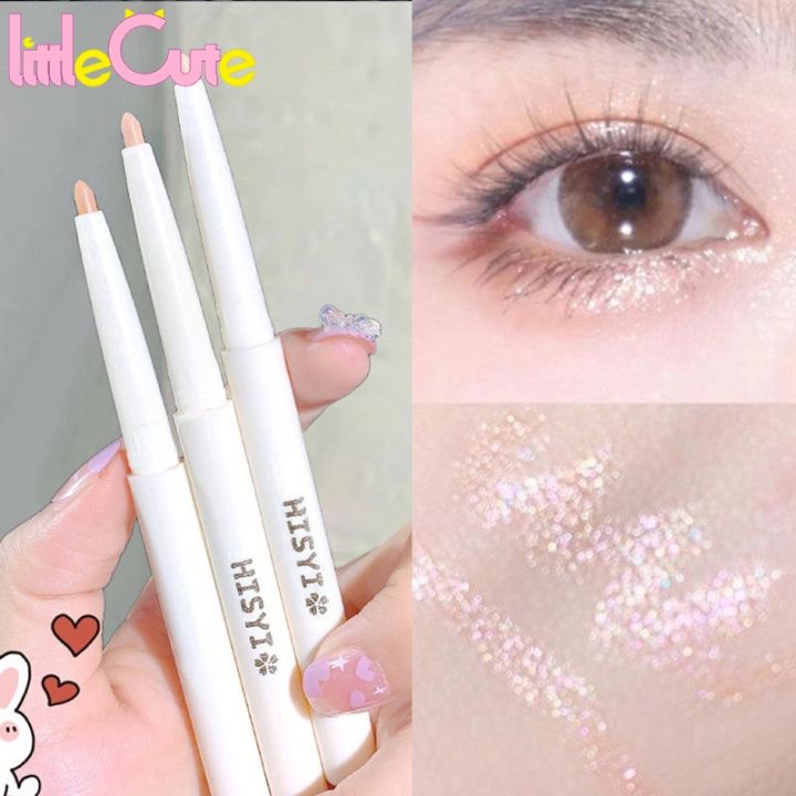 4 Color Eye Shadow Pen Shimmer Eyeshadow Stick Glitter Diamond Shiny Highlight Pen Pearlescent Waterproof Brightener Sleeper Pencil Eye Makeup Cosmetic