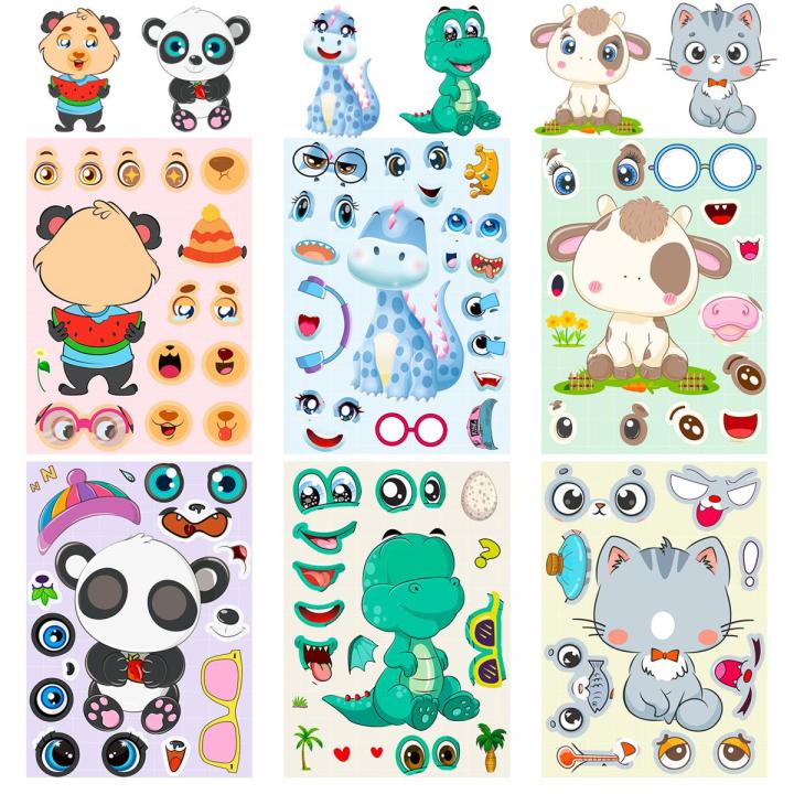 Cute Animal Stickers Fun Diy Animal Stickers for Kids Create Own Panda ...