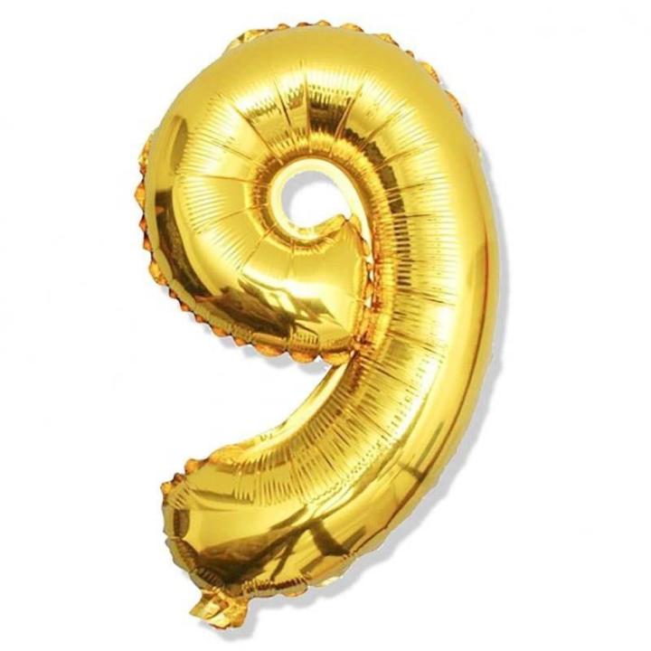 Golden Extra Large Digit 9 (Nine)  - 32 Inches Giant Foil Number