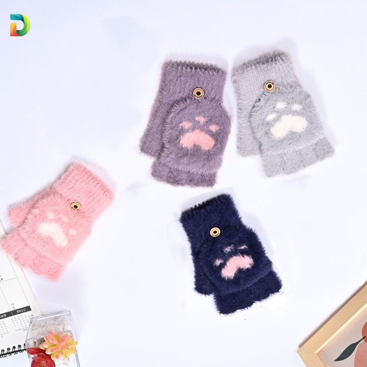 Winter%20Fingerless%20Cat%20Paw%20Gloves%20for%20Women%20%7C%20Plush%20Soft%20Half%20Finger%20Mittens%20for%20Cold%20Weather%20-%20Image%202