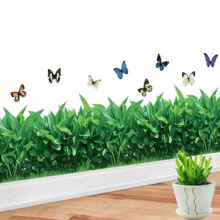 Grass Wall Sticker, 3D Artificial Plant Wall Art, Green Plant Wallpaper Sheet, Indoor Leaves Wall Frame, Water Proof Stickers,