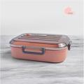 Random Color - 2 Compartments Bento Box With Spoon, 500ml Reusable Large Capacity 2 Compartments Lunch Box, Kids Lunch Box. 