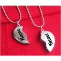 New Magnetic Couples Heart Pendant Necklace - Adjustable Stainless Steel with Custom Engraving. 