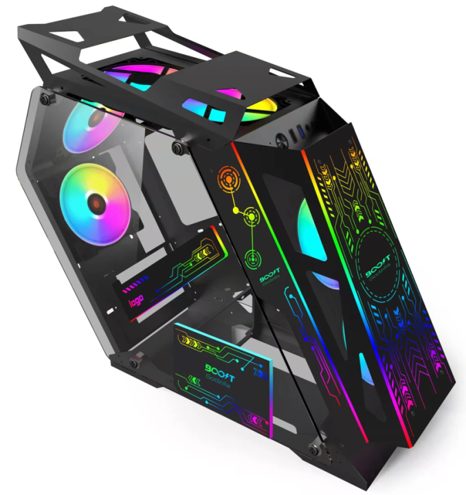 Godzilla RGB LIGHTS GAMING PC Case WITH Right/Left Panel: Grey Tempered Glass