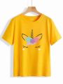 Classy Look Tag Unicon Printed Theme Summer Top Half Sleeve Tee Shirt Round Neck Cotton Trendy T-shirt Casual Tshirt Spring Wear Smart Fit Half Sleeve Tee Shirt for Women/Girls. 