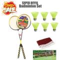 Pack of 9 - Badminton Set - Multicolour pair of racket 6 shuttle with net included. 