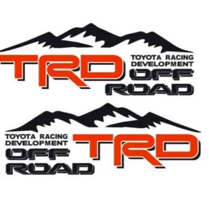 2 PCS Toyota Tacoma TRD Sport Bed Decals Tundra Vinyl Toyota Racing Development 4x4 TRD Off Road 4X4 Toyota Racing Development Tacoma Tundra Truck Decal Sticker (Black + red) Each decal is 18" x 6.5"