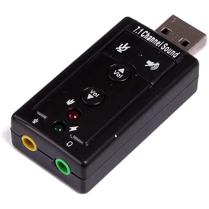 USB 2.0 7.1-Channel Virtual USB 3D Stereo Audio Adapter External Sound Card with 3.5 mm Audio and Microphone Ports, Internal Amplifier and Volume Controls