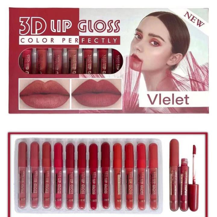 Liquid Lipstick 6 Pieces (Half Set) & 12 Pieces (Full Set) Lipgloss Matte Lipsticks Nude Redish Shades Lipglosses