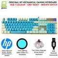 Original HP Mechanical Keyboard GK100 / GK100F / GK400F / GK400Y / GK600F - RGB Gaming Keyboard Metal Body With Blue , Brown , Red & Black Switch - Black / Blue / Grey / White / Pink With Different Unique Shape -   For PC & Laptop. 