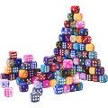 12mm Dice 6 Sided D6 Game Dice 100/50/30/10Pcs Random Colors Two Tone Round Corner Dices Teaching Math PRG Board Game. 