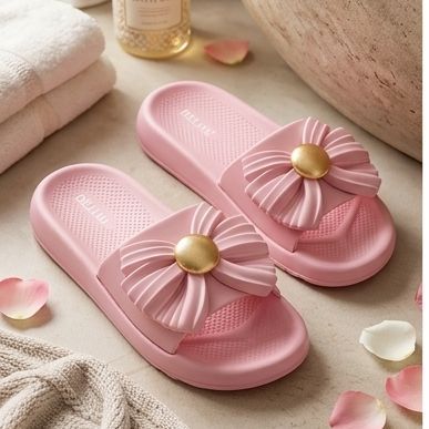 Luxury Microfiber House Slippers for Women 2026 - Elegant Fashion Design with Floral/Heart Embellishments, Comfortable Indoor Footwear