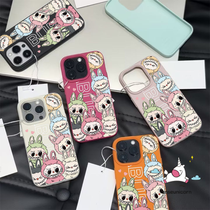 Cartoon Pop Mart Creative Couple Cute Labubu Trendy Case Compatible for IPhone 16 14 13 11 12 15 Pro Max XR 16Plus XS Max X 15 14 16 Plus Luxury Soft Case