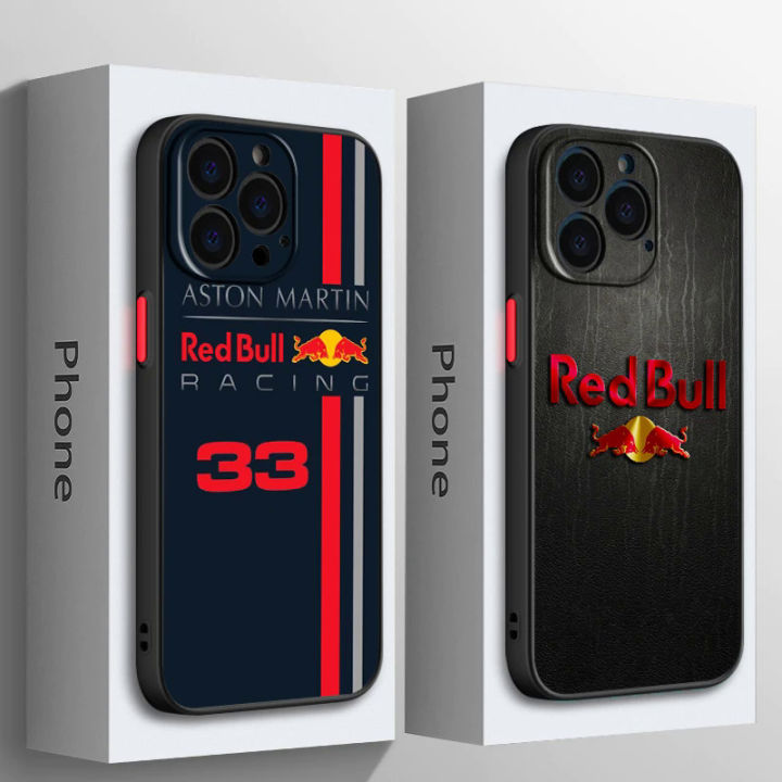 【AmbitionmA】Brand Red-Bull For Apple iPhone 15 14 13 12 11 mini Pro Max 8 7 6S 6 XR X XS Plus Frosted Translucent Phone Case