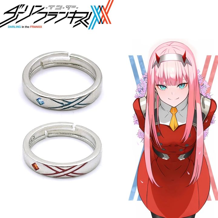 Anime DARLING in the FRANXX Cosplay Ring 02 Zero Two Metal Adjustable Couple Rings Jewelry Prop Accessories Gift