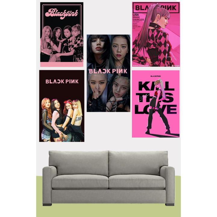 Pack of 5-Blackpink Kpop Music Pop Culture Teenage Posters Vinyl Paper Quotes Vintage Music Enthusiasts Posters Home Room Art Painting Wall Poster