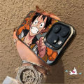 Fashion Trendy Brand Cool Luffy Zoro Couples Case Compatible for IPhone 15 11 14 12 13 Pro Max 15Plus XR X 14Plus XS Max Cartoon One Piece Electroplate Plating Metal Soft Tpu Cover. 
