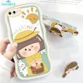 ZeroQiQi for iPhone 7 Plus 8 Plus Back Cover With Free Holder Cute Girl Wavy Phone Case Camera Protection Transparent TPU Soft Cover for Girls. 