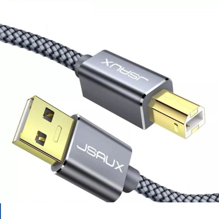 Printer Cable, JSAUX 6.2 Feets USB Printer Cord 2.0 Type A Male to B Male Cable Scanner Cord High Speed Compatible with H.P, Canoun, DeII, Eppson Xeirox, Samsuung and More (Grey)