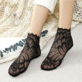 Women's Lace Boat Socks Non-slip Lace Trim Elastic Comfy Thin Socks Transparent Breathable Ankle Non-slip Invisible Liner. 