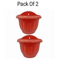 Pack Of 2/4/6 Wall Hanging Plastic Pots For Plants - High Quality Unbreakable Plastic - Red. 